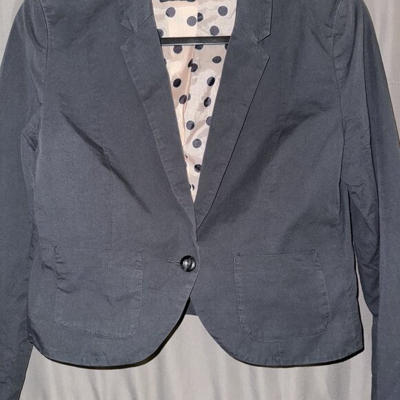 Divided by H&M Blazer Womens Sz 8 Black Pink Polka Dot Lined Pockets Cotton - Picture 5 of 11